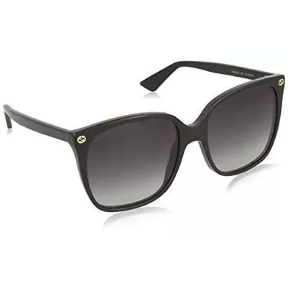 Gucci-Women's
Square Sunglasses Black Gold Logo/ Grey Smoke Gradient
